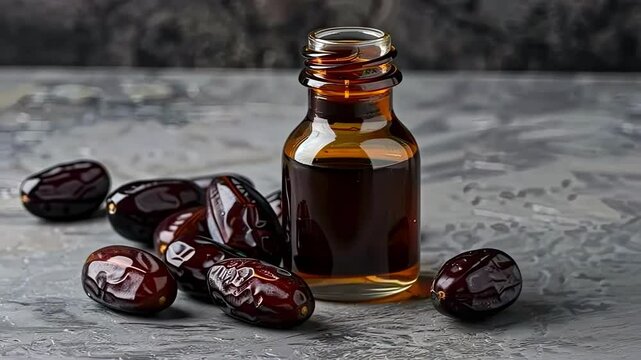 date essential oil. Selective focus