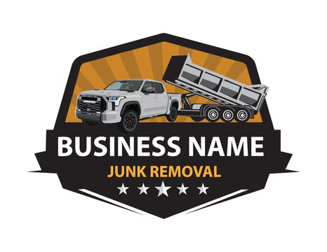 Junk Removal logo design, Dumpster logo, truck vector,	Trash logo design, Hauling logo design, Pickup and roll off dumpster