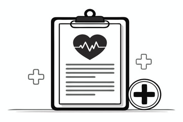 Medical Report With Heartbeat Symbol And Plus Sign Healthcare Concept Design