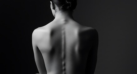 Woman's Bare Back in Monochrome Showing Spine Anatomy and Elegance