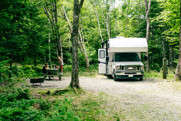 Camping with a Motorhome at Fundy national park, Canada