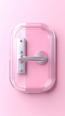 Modern transparent door handle minimalist design interior decor soft pink background close-up view contemporary aesthetics
