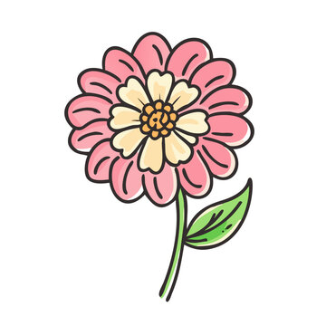 pink flower with green stem clip art preview