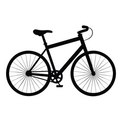 Obraz premium Black silhouette bicycle with white background
