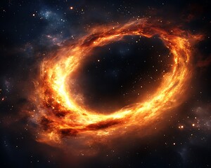 Naklejka premium A fiery ring of cosmic dust illuminating the deep space darkness