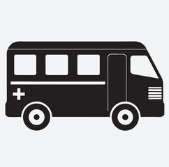medical bus silhouette vector art illustration, vector illustration of a bus, ambulance silhouette