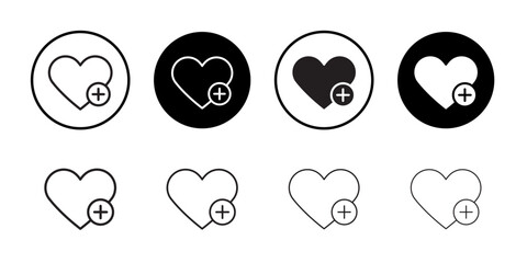 Heart plus icon vector logo set collection for web app ui