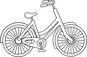Line Art Illustration: Classic Cruiser Bicycle with Spoked Wheels