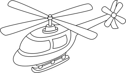 Simple Line Drawing of a Helicopter with Tail Rotor