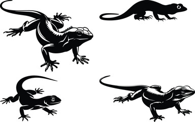 Gecko and Lizard Silhouettes for Nature and Wildlife Projects Lizard Silhouette Vector Set for Reptile Designs