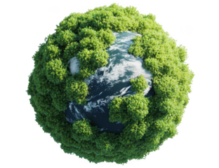Earth globe covered in trees planet ecosystem nature conservation environment sustainability green world