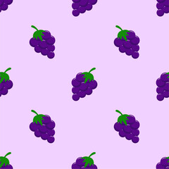 Purple grape seamless pattern Fruit background.