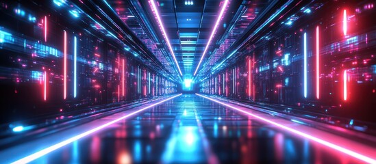 Futuristic Neon Tunnel Corridor