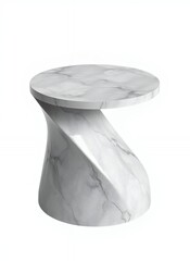 Modern Marble Side Table Against White Background