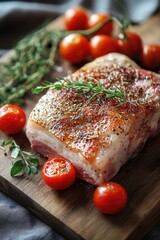 Raw Meat and Cherry Tomatoes