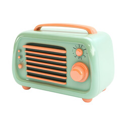 Retro radio isolated on white background. 3D illustration. Vintage style.