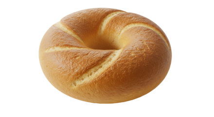 Freshly baked soft golden bagel with perfect twisted shape