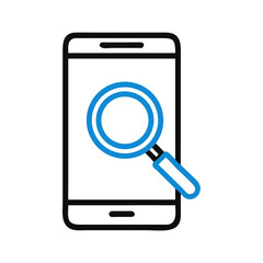 Smartphone with Magnifier Representing Mobile Search Icon Design
