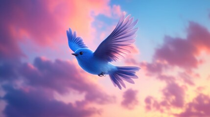 Obraz premium Blue Bird in Cloudy Sky