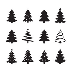 set of christmas trees