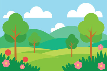 Obraz premium blank meadow flower landscape tree