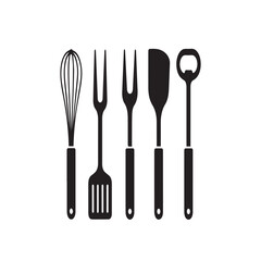 set of kitchen utensils silhouette