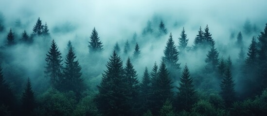 Fototapeta premium Misty Forest Canopy Top Down View