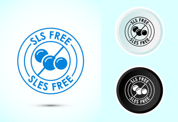SLS free icon design illustration, SLS and SLES free label badge for web, Color black and white