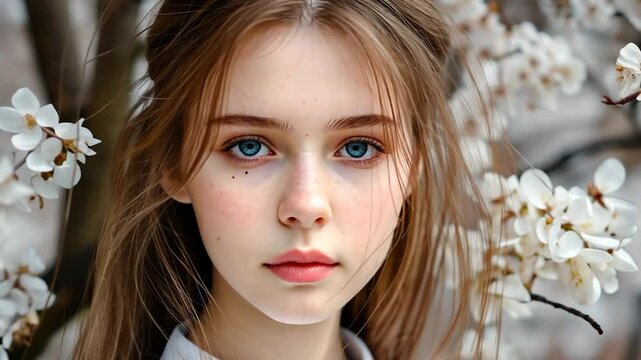 a potrait video of a beauty woman