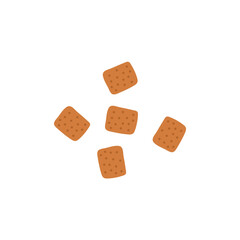 Pet dry food illustration. Pet shop cat product. Flat cartoon snack for animal.