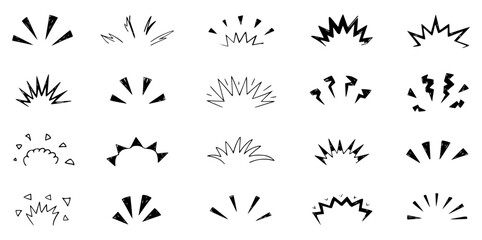 Hand-Drawn Burst and Explosion Line Art Set