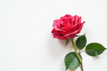 Obraz premium Single rose flower in isolation on white surface, leaves, roses, blossom