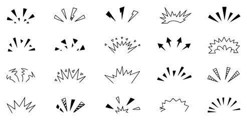 Hand-Drawn Burst and Explosion Line Art Set