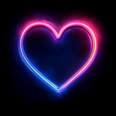 A glowing neon heart symbol is illuminated against a black backdrop