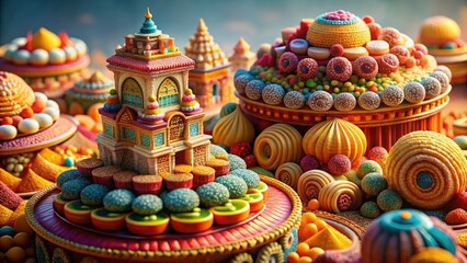 Fototapeta premium Delicious Architecture: Stunning Food Photography of Building-Inspired Dishes