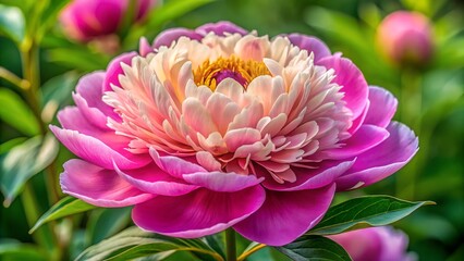 Beautiful pink dahlia and lotus flowers bloom in a summer garden, their delicate petals showcasing floral beauty