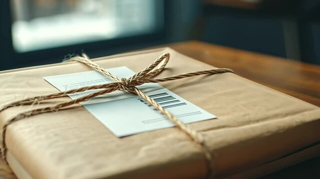 Close-up of Shipping Label with Tracking Number Visible