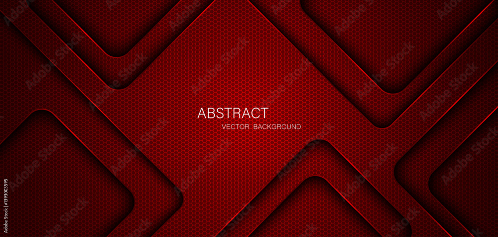 Poster abstract red steel mesh background with red glowing lines with free space for design. modern technol
