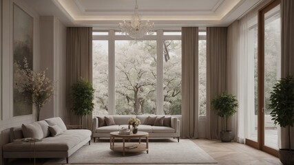 Fototapeta premium Living room in beige colors for a princess