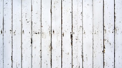 Rustic white painted wooden planks background with weathered texture and peeling paint for decorative design projects.