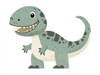 Fototapeta premium Cute Cartoon Dinosaur Character with a Friendly Smile and Playful Pose