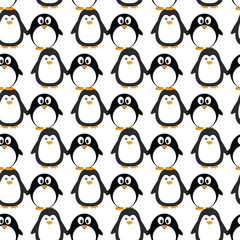 Penguins in Love Seamless Vector Pattern Design