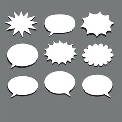 Set of Nine Blank Speech Bubbles in Different Shapes for Design Use