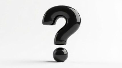 black question mark on white background