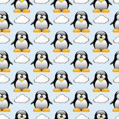 Fototapeta premium Polar Penguins Seamless Vector Pattern Design