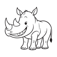 Fototapeta premium A line drawing of a happy rhinoceros proudly displaying its horn. 