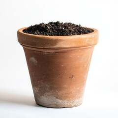 Terracotta planter with soil
