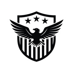 Vintage Patriotic Eagle Emblem – Stars and Stripes Bald Eagle Silhouette Vector Art