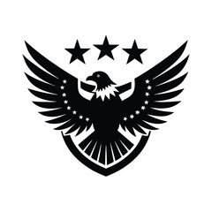 Vintage Patriotic Eagle Emblem – Stars and Stripes Bald Eagle Silhouette Vector Art