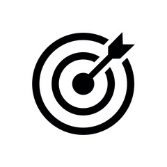Target icon. Vector flat simple icon of target with arrow. Goal achievement. Line symbol